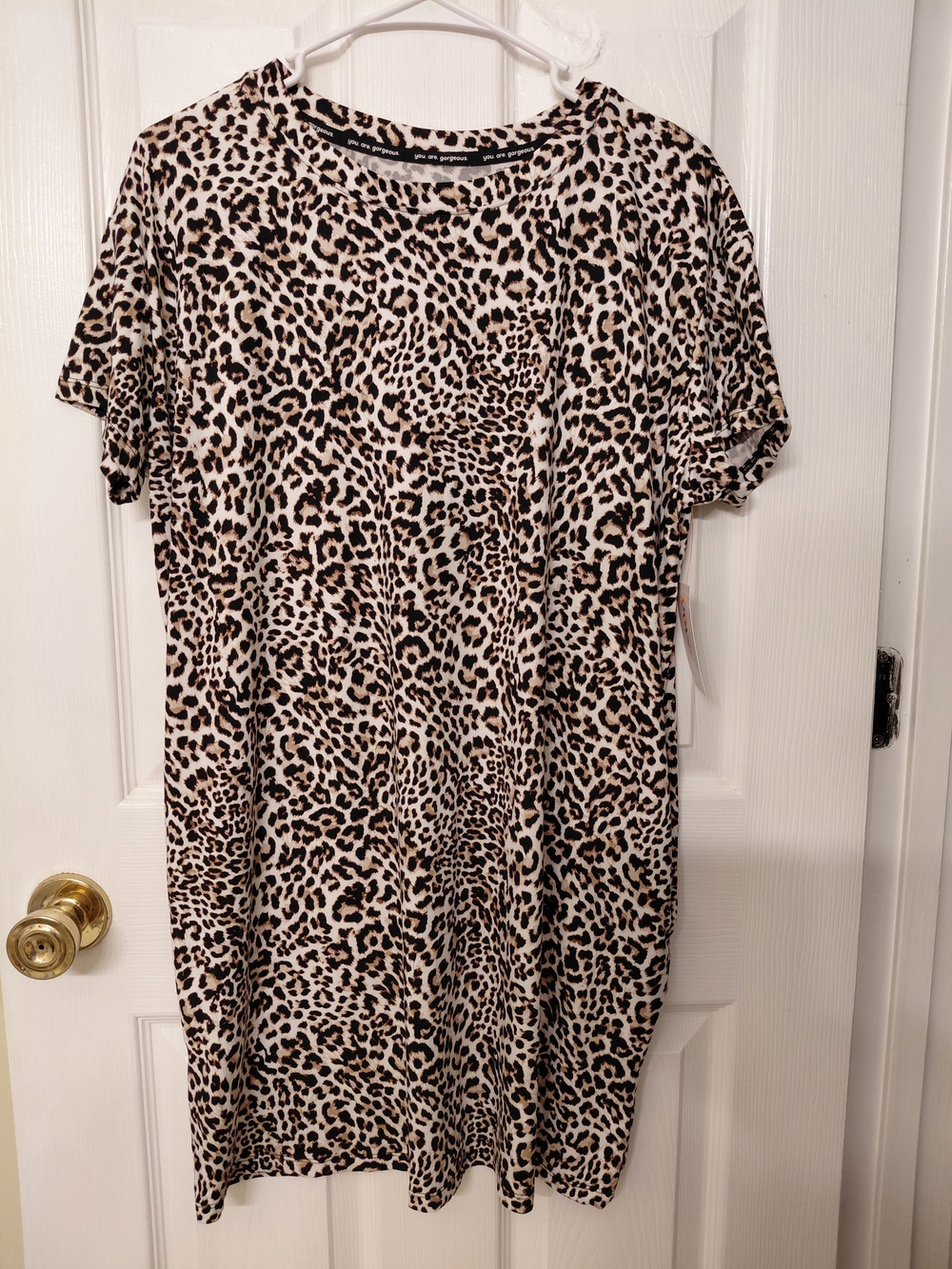 Joyspun Leopard Print Short Sleeve Shift Dress or Sleep Dress NWT